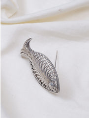 925 Sterling Silver Fish Design Leaf Brooch Pin for Women GIrls