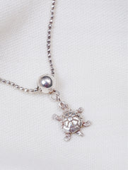 925 Sterling Silver Bead Chain With Turtle Pendant Bracelet for Women and Girls