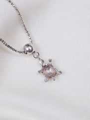 925 Sterling Silver Bead Chain With Turtle Pendant Bracelet for Women and Girls