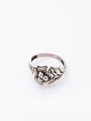 925 Sterling Silver Flower and Leaf Ring for Women Handmade Floral Design Jewelry