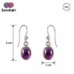 Badam – Amethyst Silver Drop Earrings