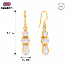 Badli – Gold-Plated Moonstone Silver Drop Earrings