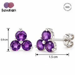 Triveni – Amethyst Silver Stud Earrings