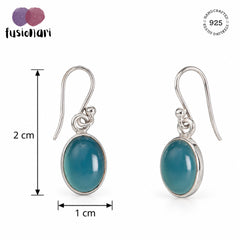 Badam – Blue Chalcedony Silver Drop Earrings