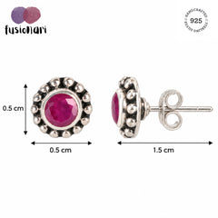 Kumkum – Ruby Silver Stud Earrings