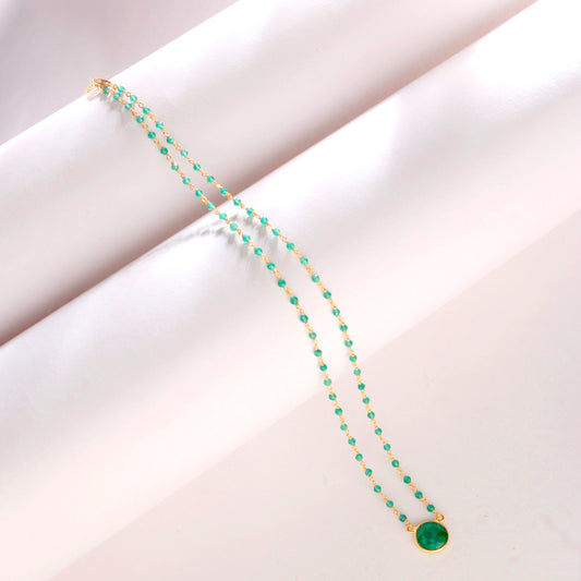 925 Sterling Silver Emerald Pendant Necklace with 18" Chain for Women | Gemstone Jewelry | Party Wear Gift
