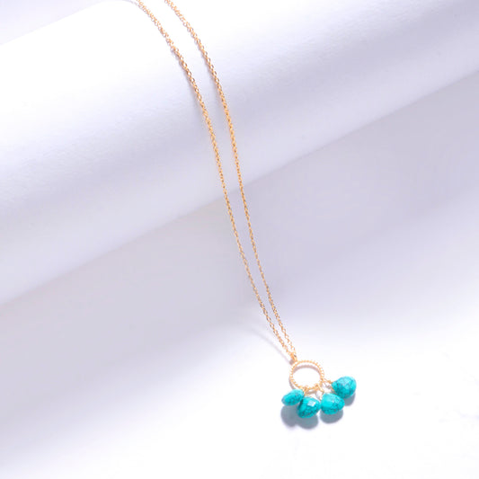 925 Sterling Silver Gold Plated Turquoise Pendant Necklace with 18" Chain for Women | Gemstone Jewelry | Boho Fashion Gift