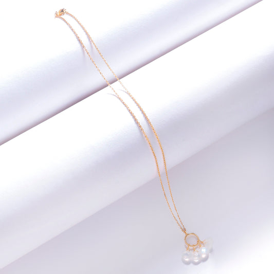 925 Sterling Silver Gold Plated Moonstone Pendant Necklace with 18" Chain for Women | Gemstone Jewelry | Party Wear Gift