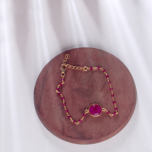 925 Sterling Silver Ruby Gold Plated Bracelet for Women Handmade Gemstone Bracelet Elegant Silver Jewelry Gift for Her