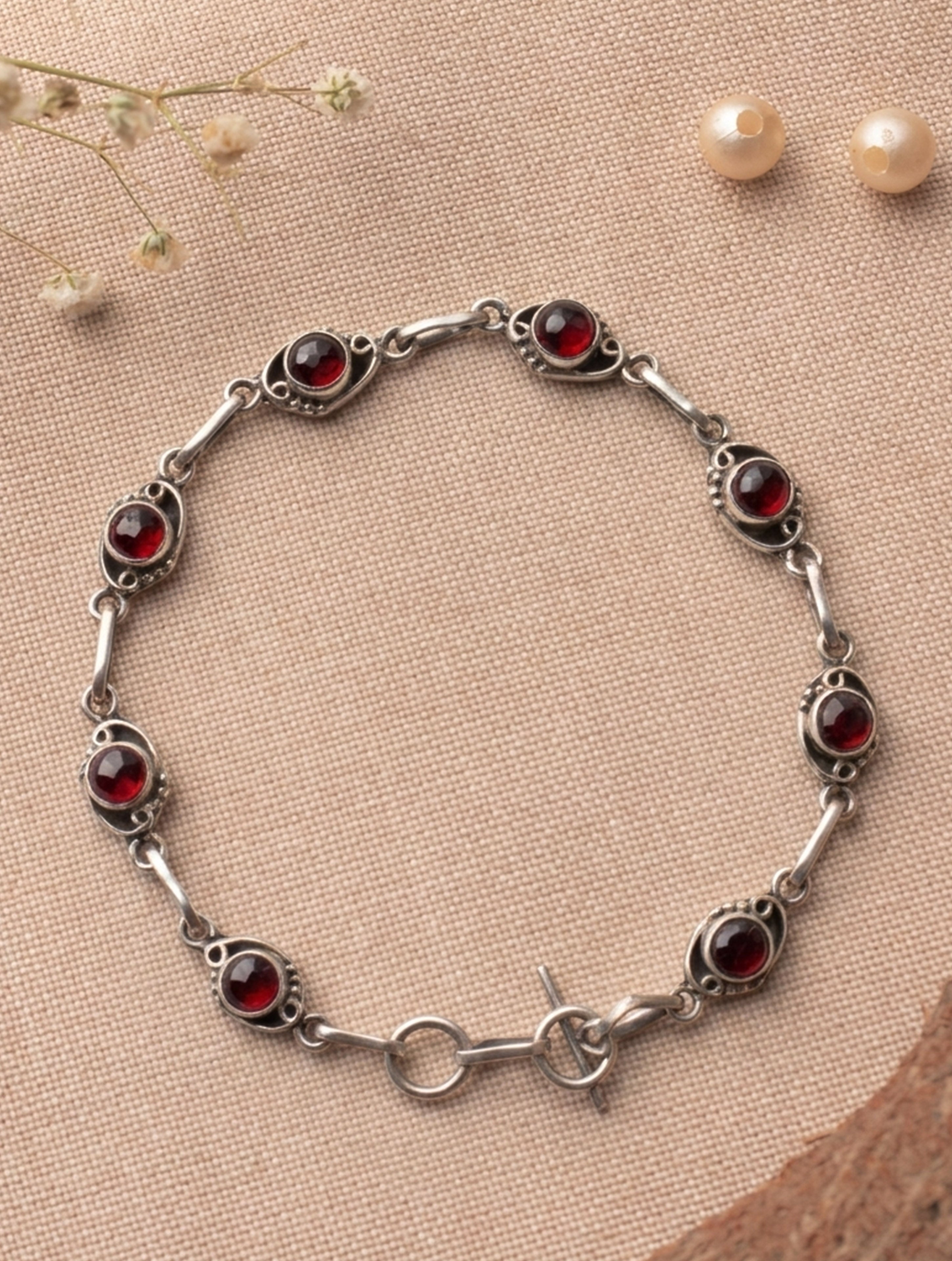 Silver Garnet Bracelet