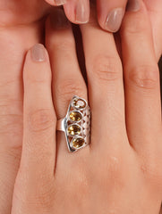 925 Sterling Silver Multi Citrine Gemstone Designer Ring