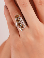 925 Sterling Silver Multi Citrine Gemstone Designer Ring