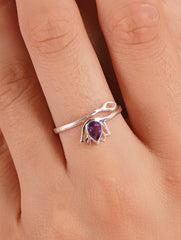 925 Sterling Silver Iolite Gemstone Lotus Flower Ring