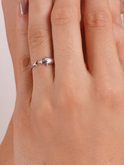 925 Sterling Silver Dolphin Design Adjustable Open Ring for Women
