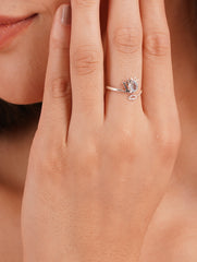925 Sterling Silver Blue Topaz Gemstone Lotus Flower Ring