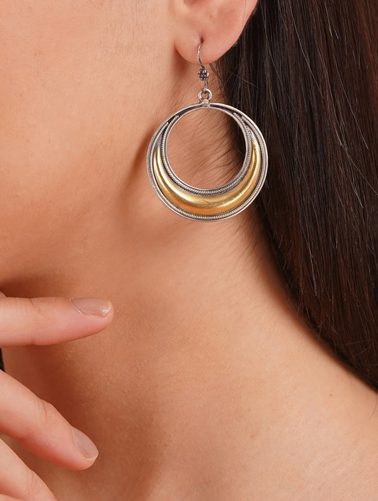925 Sterling Silver Round Hoop Drop Earrings