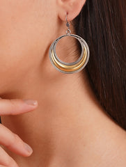 925 Sterling Silver Round Hoop Drop Earrings