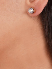 925 Sterling Silver Sparkling AD Zircon Stone Stud Earrings for Women and Girls