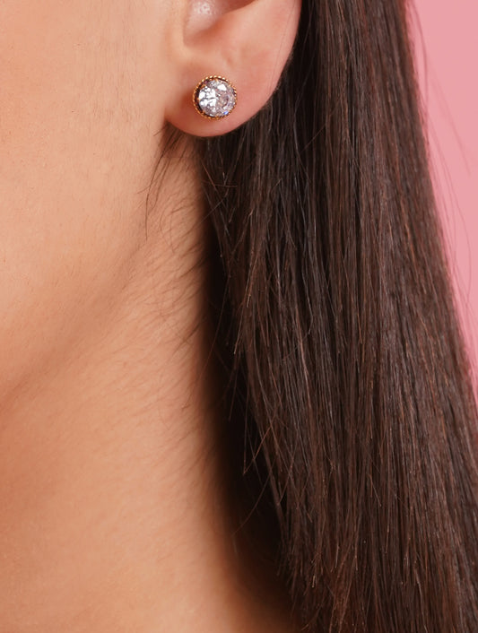 925 Sterling Silver Sparkling AD Zircon Stone Stud Earrings for Women and Girls
