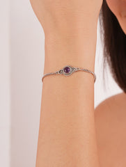 925 Sterling Silver Amethyst Gemstone Floral Design Bracelet for women & Girls