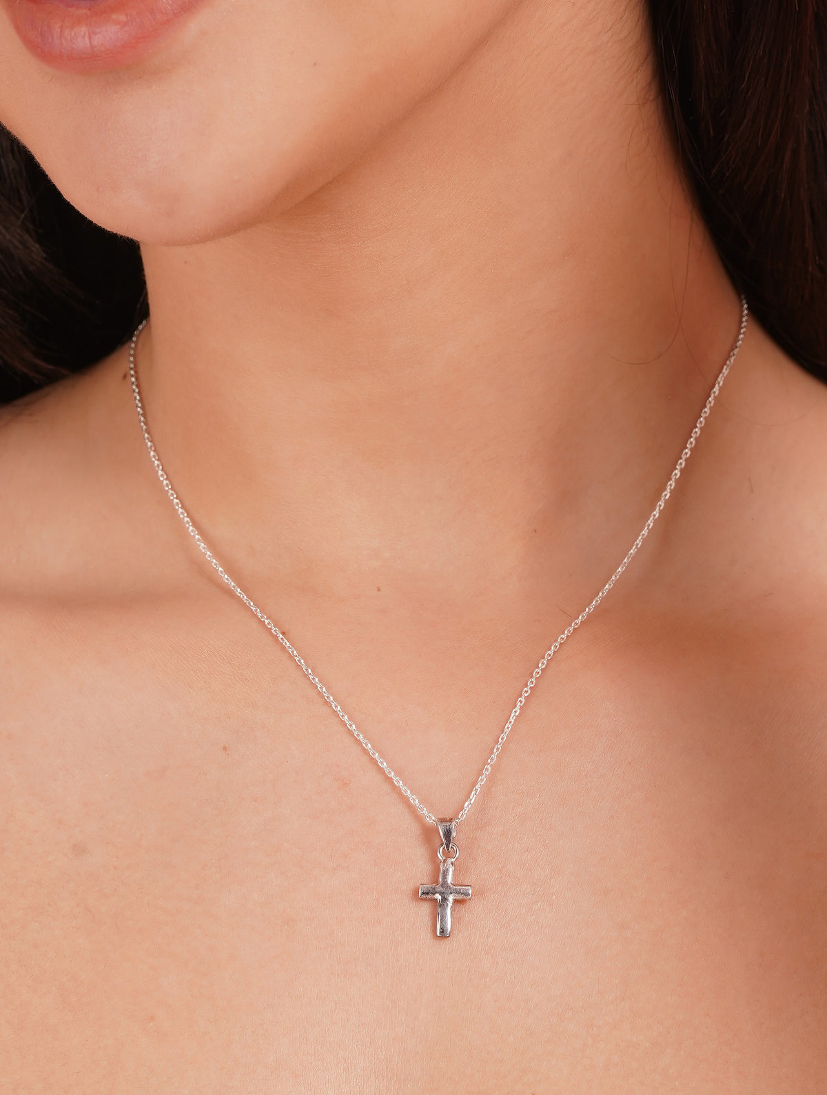 925 Sterling Silver Minimal Cross Pendant Classic Plus Symbol Design