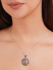 925 Sterling Silver Round Tree of Life Pendant Openwork Nature Inspired Design