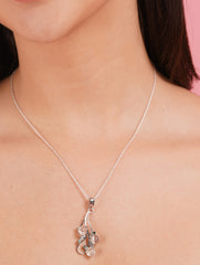 Silver Moonstone and Emerald Stone Drop Pendant for Women