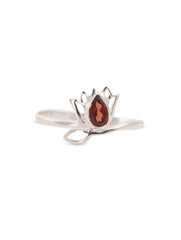 925 Sterling Silver Garnet Gemstone Lotus Flower Ring