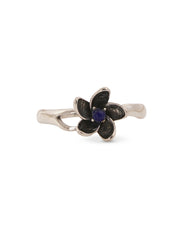 925 Sterling Silver Blue Lapis Lazuli Gemstone Flower Design Ring
