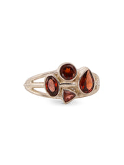 925 Sterling Silver Multi Garnet Gemstone Statement Ring