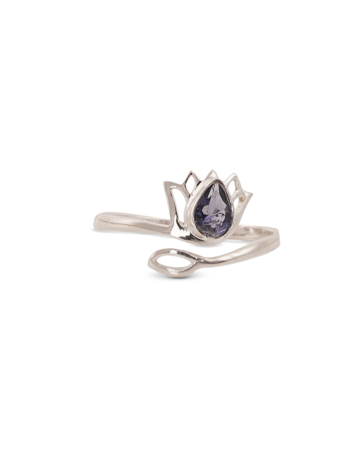 925 Sterling Silver Amethyst Gemstone Lotus Flower Ring