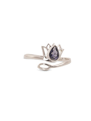 925 Sterling Silver Amethyst Gemstone Lotus Flower Ring