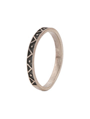 925 Silver Black Enamel Geometric Ring for Womens