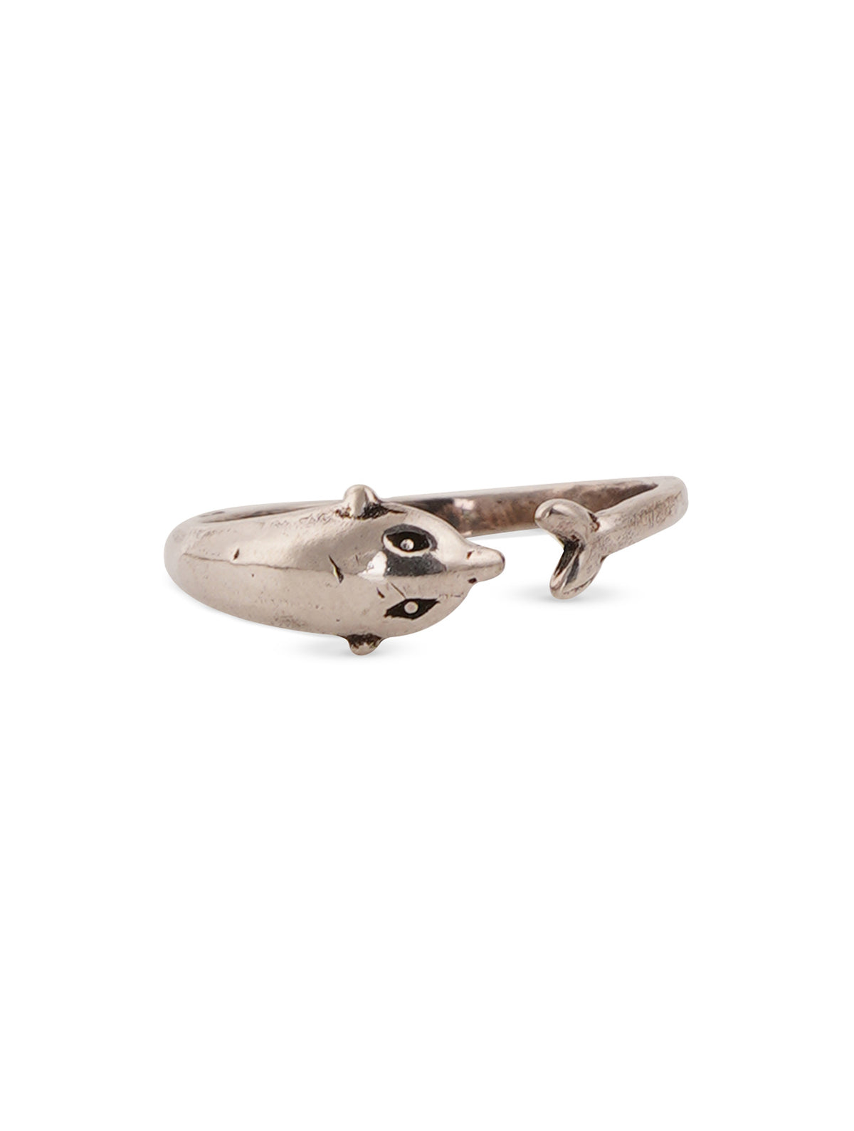 925 Sterling Silver Dolphin Design Adjustable Open Ring for Women