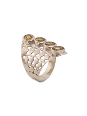 925 Sterling Silver Multi Citrine Gemstone Designer Ring
