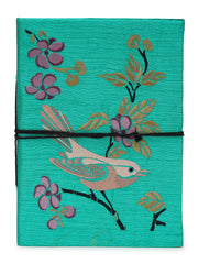 Handcrafted Embroidered Journal with Handmade Paper Fabric Cover & Bahi Khata Closure Diary for Writing Sketching & Gifting | Sky Blue | 8 x 5 inches