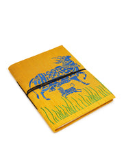 Handcrafted Embroidered Journal with Handmade Paper Fabric Cover & Bahi Khata Closure Diary for Writing Sketching & Gifting | Yellow | 8 x 5 inches