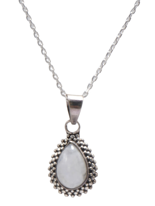 925 Sterling Silver Moonstone Gemstone Teardrop Pendant for Women