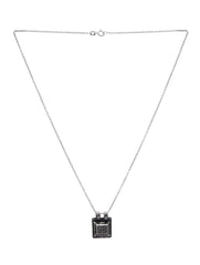 Traditional Sterling Silver Square Pendant Antique Finish and Detailed Floral Artwork