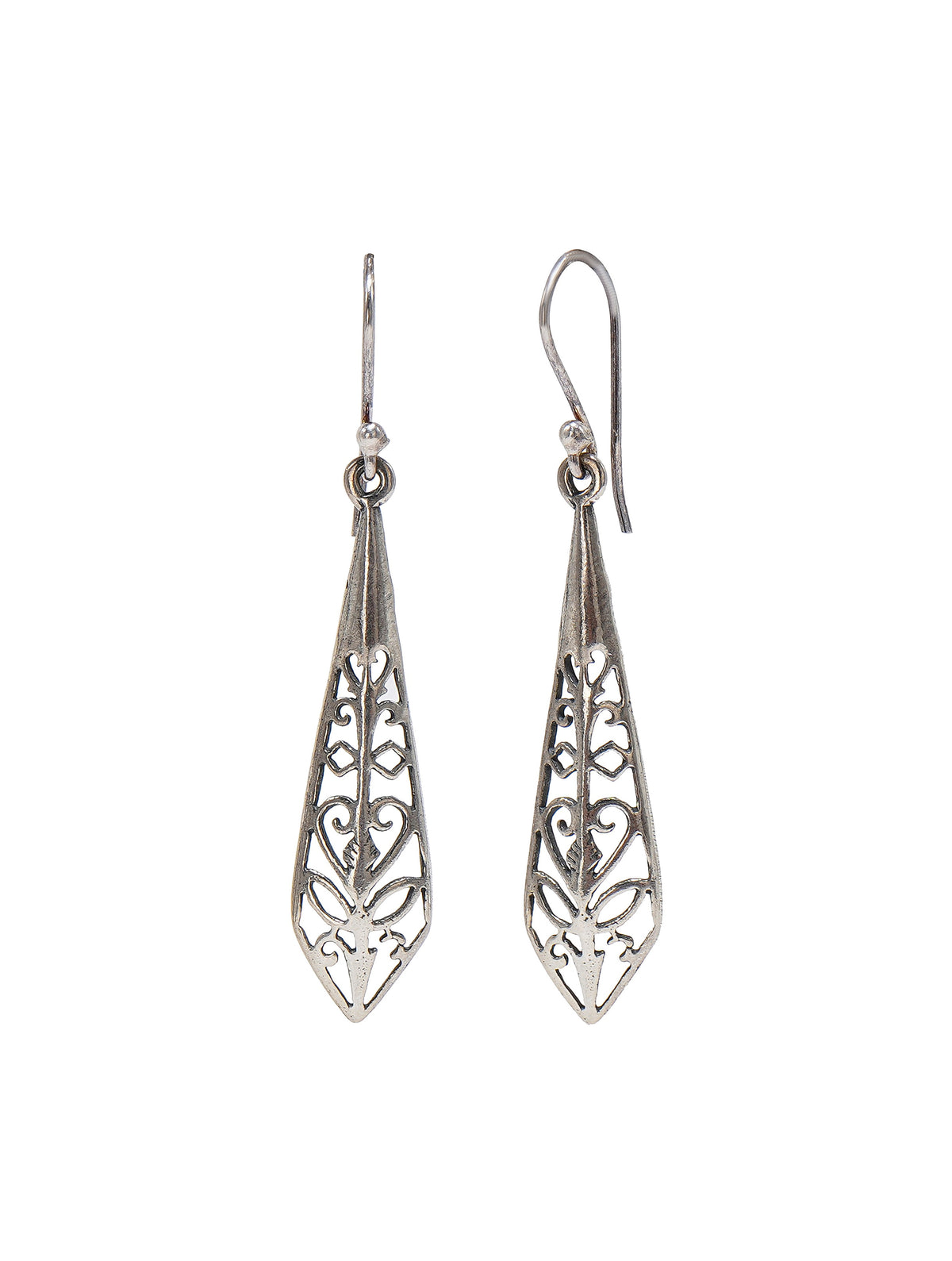 925 Sterling Silver Filigree Long Drop Dangle Earrings