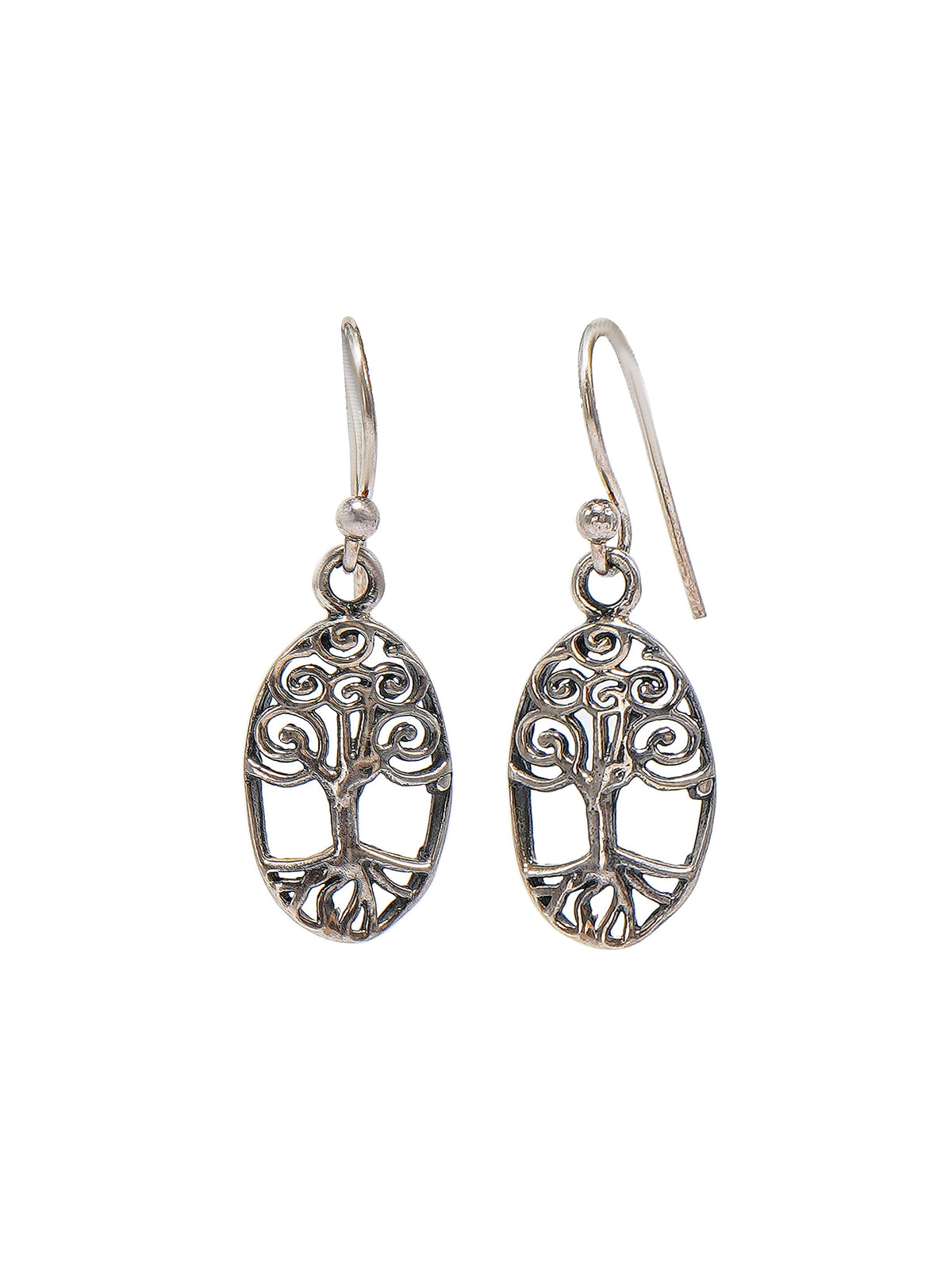 925 Sterling Silver Tree Pattern Hanging Earrings