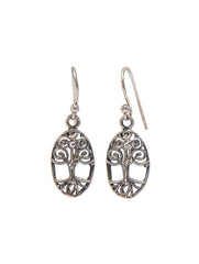 925 Sterling Silver Tree Pattern Hanging Earrings