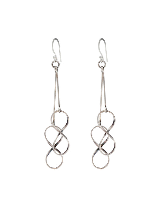 925 Sterling Silver Infinity Design Long Dangle Earrings for Women