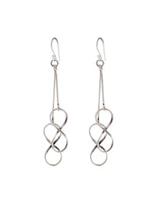 925 Sterling Silver Infinity Design Long Dangle Earrings for Women