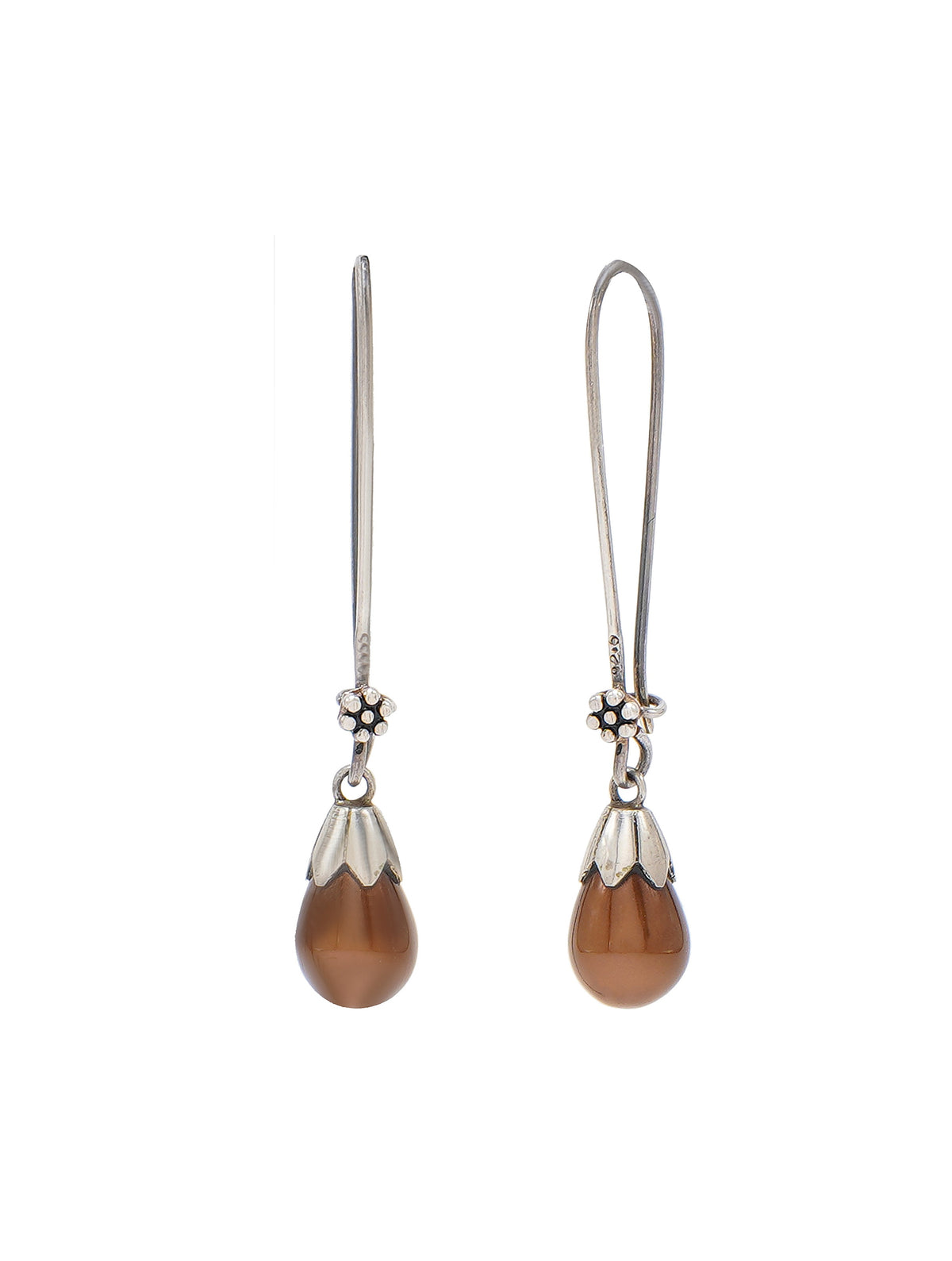 925 Sterling Silver Brown Shell Pearl Drop Earrings