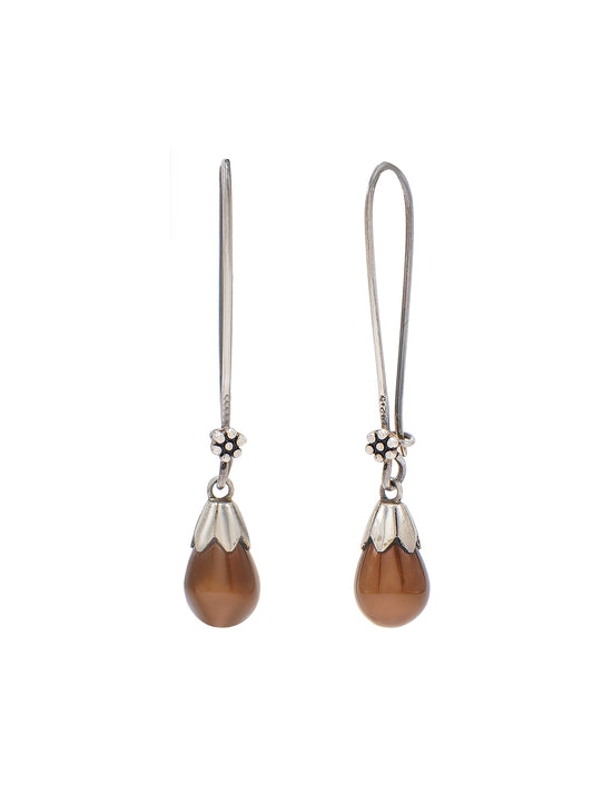 925 Sterling Silver Brown Shell Pearl Drop Earrings