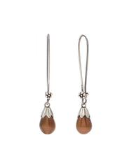 925 Sterling Silver Brown Shell Pearl Drop Earrings