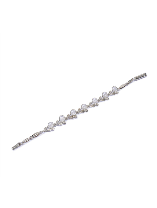 925 Sterling Silver Moonstone Gemstone Leaf Design Bracelet For women & Girls