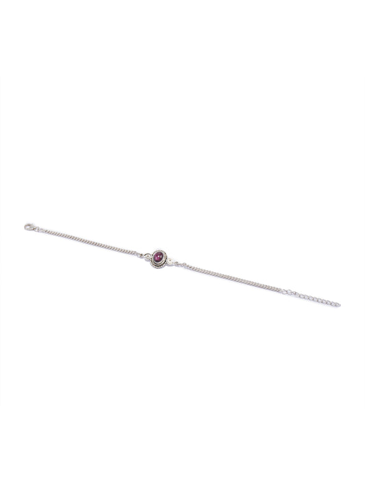 925 Sterling Silver Garnet Gemstone Floral Design Bracelet for women & Girls