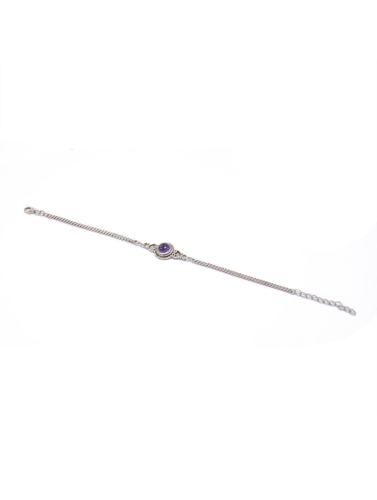 925 Sterling Silver Amethyst Gemstone Floral Design Bracelet for women & Girls